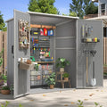 Aoxun 5x3 FT Outdoor Storage Shed, Plastic Resin Garden Shed with Floor for Patio, Lawn, Outdoor Storage Cabinet with Lockable Door for Bike, Tools, Garbage Can, Grey