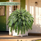 51" Fake Ferns Artificial Plants Large, 96 Fronds Artificial Ferns for Outdoors and Indoors, Realistic Extra Large Faux Boston Fern with Vines for Planter Porch Patio Home Office Decor, UV Resistant