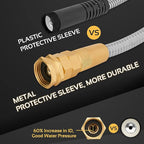 Garden Hose Metal - 100ft Heavy Duty Stainless Steel Water Hose with 8 Function Sprayer & Metal Fittings, Flexible, Lightweight, No Kink, Puncture Proof Hose for Yard, Outdoors, Rv