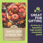 Organic Tomato Ultimate Seed Variety Pack - 17 Individual Packs - 2026 Season - Black Krim, Golden Jubilee, Cherokee Purple and More! for Indoor & Outdoor Planting (Non-GMO, Certified Organic)