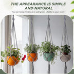 EBOOT 2 Pack 48 Inch Large Macrame Plant Hanger Rope to Hang Flower Pot Plant Holder for Indoor Outdoor Decorations, 4 Legs (Grey)