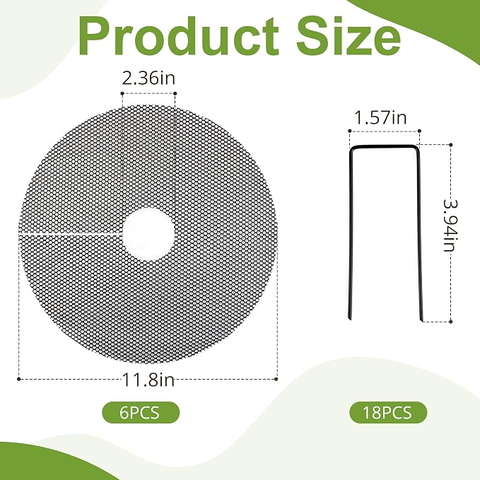 6 Pack 11.8" Cuttable Plant Pot Grids with 18 Stakes, Soil Cover & Cat & Animal Digging Stopper for Indoor Outdoor Garden Plants