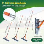 Thatch Rake – 74-Inch Heavy Duty Metal Rake with Hardened Steel Tines for Efficient Lawn Thatch and Dead Grass Removal, Detachable Handle Manual Dethatcher Rake for Yard and Landscape Maintenance