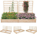 HAPPYGRILL Raised Garden Bed with 3 Trellises, Outdoor Wood Raised Bed w/ 2 Planter Boxes for Flowers, Vegetables, Fruits Climbing Vines, Elevated Garden Box for Yard Patio, 88" L x 45" W x 43" H