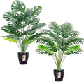 Der Rose 2Packs 28'' Fake Palm Tree Large and Artificial Monstera Plants Outdoor for Home Living Room Porch Balcony Garden Decor Indoor