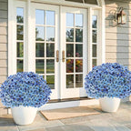 60 Pack Artificial Flowers for Outdoor Indoor Fake Plants, Faux Silk Flowers for Outdoors Outside Front Porch Hanging Planter Window Box Garden Spring Decoration(Blue)