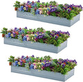 Meberam 3 Pack 6x3x1FT Galvanized Raised Garden Beds Kit Outdoor Metal Gardening Planter Box for Vegetable Elevated Flower Herbs,Gray