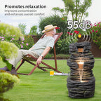 3 Tier Cascading Rock Water Fountain Outdoor Garden,28.74" H Natural Look Outdoor Fountains and Waterfalls with LED Lights for Patio, Deck, Porch, Backyard, Outside and Indoor Home Decor
