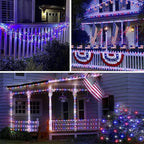 66Ft 200 LED Red White and Blue Fairy Lights Plug in, July 4th Waterproof String Lights 8 Modes with Timer for Indoor and Outdoor, American Flag Twinkle Lights for Independence Day, National Day
