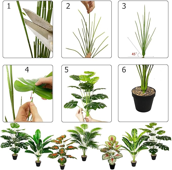 Tall Faux Palm Tree Realistic Potted Silk Artificial Plants Indoor with Pot Floor Plant for Home Office Living Room Bedroom Outdoor Wedding Stairs Foyer Decor (31" Yellow Bird of Paradise)
