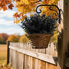 RECUTMS 12 Bundles Artificial Flowers Outdoor UV Resistant Outdoors Fake Plants Faux Plastic Flower for Hanging Planters Outside Porch Vase Home Window Decoration,Spring Decorations(Black Eucalyptus)