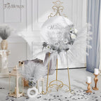 50PCS Pampas Grass Decor, 17" Silver Pampas Grass, Fluffy Small Pampas Grass for Vase Filler Home Wedding Wall Table Party Decoration