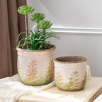 SURE YUESI for Mom from Daughter or Son, Vintage Pink & Green Ceramic Planter Set of 2, 4.7” & 5.7” Rustic Flower Pots for Indoor Plants, Decorative Home & Garden Plant Pots