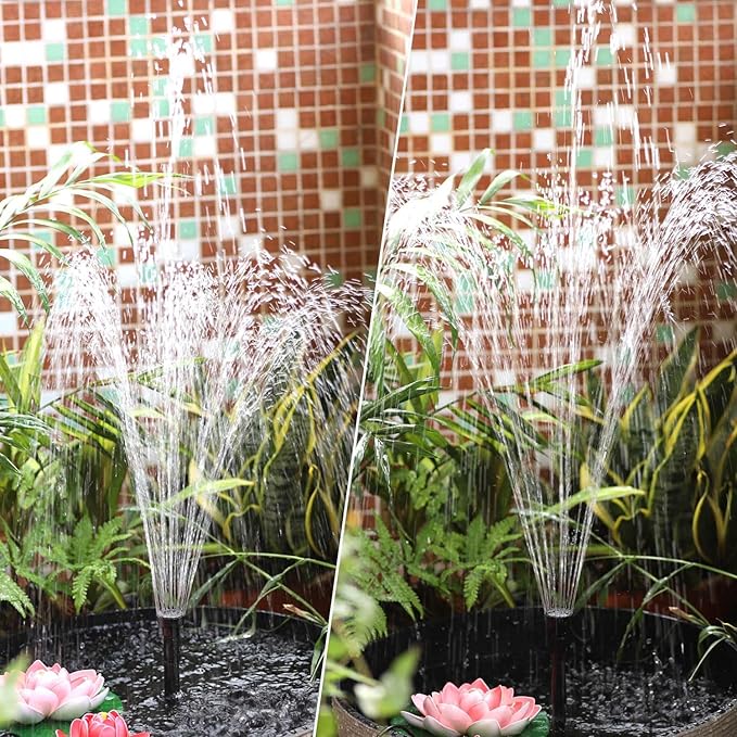 Plastic Fountain Nozzle 1/2, Fountain Head for Garden, Ponds, Tabletop Fish Ponds, Use for Indoor and Outdoor, 9 Components and 5 Different Shapes for Easy Installation, Pool Aerator Nozzle