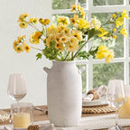 Large Flower Vase Home Decor - 12 inch Tall Ceramic Farmhouse Rustic Table Vases with Handle Living Room Decoration Decorative Rustic Pottery for Floor Kitchen Shelf Coffee Dining Desk Fireplace