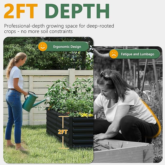 Raised Garden Bed with Arch Trellis for Climbing Plants,Galvanized Raised Garden Bed,Planter Boxes Outdoor for Vegetables Flowers Herb,269 Gallon Capacity Black