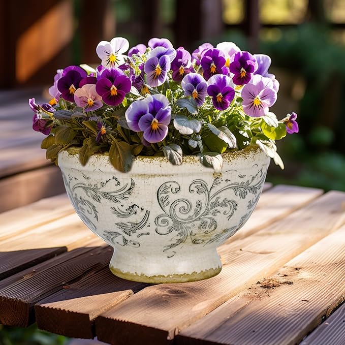 Dosayes Vintage Ice Crackle Grazd Ceramic Flower Pot with Drainage Holes, 4.33 Inch Rustic Planter for Indoor Plants, Outdoor Garden, Farmhouse Gift Tuscan Decor (Gray)