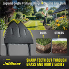 Jardineer Edger Lawn Tool Manual, Manual Half Moon Edger with Double V-Shaped Serrated Edge Blade and Wider Handle, Edging Tool for Landscaping, Sidewalks, Lawn Border, Flower Bed and Yard