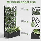 Casaphoria Metal Raised Garden Bed with Trellis and Wheels, 72"x35"x16" Planter Box for Climbing Plants, Vegetables & Vines, Features Drainage Holes and Privacy Screen (Black-Rhombus)