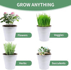TCBWFY Indoor Herb Garden Planter Set - 3 Pack 4.7" White Metal Plant Pots with Drainage Holes & Removable Tray - Windowsill Kitchen Counter Balcony Office Garden