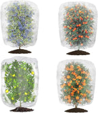 4 Pack Garden Neting Plant Insect Bird Barrier Mesh with Drawstring 4.6Ft x 5.91Ft Mesh Plant Covers Freeze Protection Tomato Barrier Bag for Garden Flower Blueberry Vegetables Fruits Bird Eating