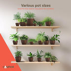 Planter Pots with Drainage Holes - Lightweight, Durable & Space-Saving Pots for Indoor and Outdoor - Versatile Functionality, Simple Modern Design, Set of 15 Plastic Planter Pots - Brown
