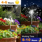 btfarm 2 Pack 120 LED Solar Garden Lights Outdoor, 8 Modes Firework Lights Solar Powered, Waterproof Twinkle Fairy Light Outside for Yard Patio Pathway Pool Christmas Party Decorative, Cool White