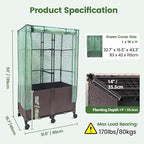 MAYOLIAH 3-in-1 Raised Garden Bed Large Planter Box with Trellis & Cover on Wheels Plastic Tomato Planter with Greenhouse for Deep Rooted & Climbing Plants 31.5x15.7x53-inch Brown