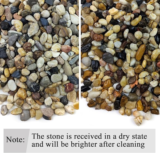 FANTIAN 10 lbs Pea Gravel for Landscaping, 2/5 Inch Size Mixed Color River Rocks for Aquarium, Succulent, Vase Fillers, Cactus Bonsai, Plant Soil Cover and Outdoor Garden Rocks.