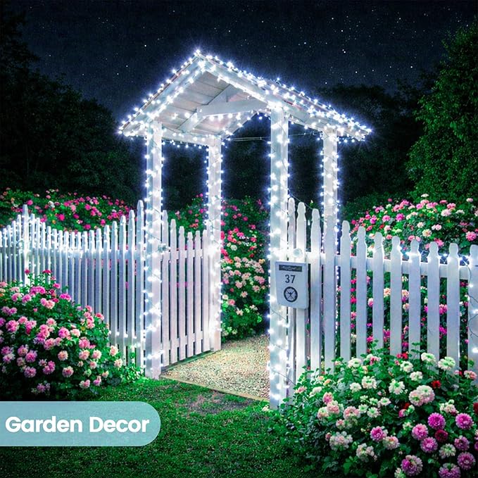 6 Pack Solar String Lights Outdoor, Extra-Long 600LED Solar Fairy Lights Outdoor Waterproof, Solar Twinkle Lights Silver Wire 8 Modes Solar Outside Lights for Xmas Tree Party Wedding (Cool White)