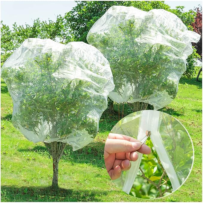 2Pcs Fruit Orchard Netting, 6.56 x 6.56 FT Plant with Zipper and Drawstring, Garden Netting to Protect Fruit from Birds, Bird Nettings for Cicadas