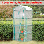 4 Tier Roll-Up Zipper Door Greenhouse Replacement Cover- 63 x 27 x 19 Inch Clear PVC Plant Greenhouse Cover for Gardening Plants Cold Frost Protection Wind Rain Proof (Frame NOT Include)