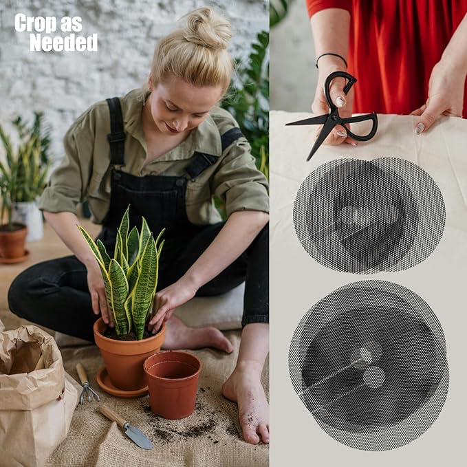 2 Pcs 11.81 Inchs Plant Pot Grids – Adjustable Soil Cover for Indoor/Outdoor Plant Protection – Durable Mesh Guard to Keep Animals Away from Potted Plants