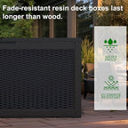 100 Gallon Outdoor Deck Box, Lockable Waterproof Outdoor Storage Boxes For Garden Tools,Indoor Cushions,Accessories Outside Storage Resin Weatherproof Container(Black)