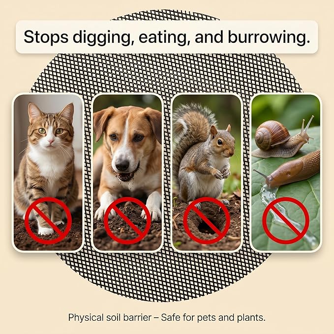 Cuttable Plant Pot Grids - 4 Pcs 15.7" No Pre-Cut Hole Soil Covers Protectors from Animals, Indoor Round Flower Planter Pots Mesh for Outdoor Garden Plants