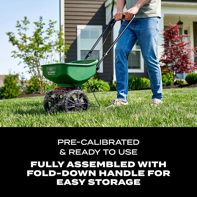 Scotts Turf Builder EdgeGuard Mini Broadcast Spreader - Spreader For Lawn Fertilizer, Weed & Insect Control, Grass Seed, and Ice Melt, Holds Up To 5,000 sq. ft. of Product