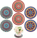 Nuanchu 6 Pieces Boho Plant Coasters 5.9 Inch Rubber Absorbent Non Slip Plant Pot Mats for Gardening Indoor Outdoor Round Bohemian Mandala Decorative Plants Saucers for Table Floor Protection Home