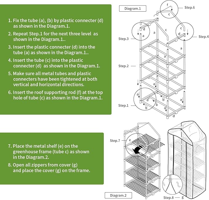 Mini Greenhouse for Indoor Outdoor, Small Plants Green House with 4 Tier Shelves, Portable Plastic Greenhouses with Durable PE Cover for Garden Backyard Patio Balcony Porch (White)