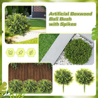 CroBlissful 4 Pack Artificial Boxwood Topiary Ball 24'' Faux Boxwood Tree with Ground Spike UV Resistant Evergreen Bush Fake Outdoor Plants for Front Door Porch Garden Yard Wedding Indoor Decor