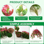 Homsunny Artificial Hanging Fake Flowers with Basket Plants for Outdoor Decoration, Faux Silk Flower UV Resistant Morning Glory for Home Porch Patio Garden Balcony Yard Look Real (Red)