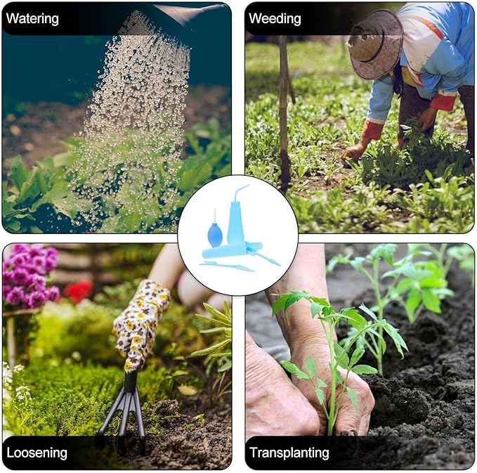 BESPORTBLE Succulent Planting Tools Set Crystal Blue Handles, 5pcs Gardening and Bonsai Planting Accessories for Indoor and Outdoor Garden Care