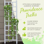 Dura-Trel Providence 22 x 75 Inch PVC Vinyl Outdoor Garden Patio Trellis, with Ground Anchors, White