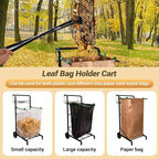CAROD Extra Leaf Grabber Rake with Leaf Bag Cart Combo, Lightweight Metal Leaves Rakes, Leaf Collector for Gardening, Leaf and Grass Picker Upper, Efficient and Labor-Saving No Bending Over