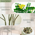 Artificial Mahonia Fortunei Tree - 6FT Artificial Plants Indoor, Fake Floor Plant with White Planter, Tall Sumac Faux Plants for Decor Indoor Home Sala Office Hotel Patio Studio (Yellow)