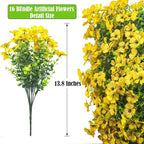 Artificial Fake Flowers for Outdoor Spring Decoration, 16 Bundles Faux Silk Colorful Daisy UV Resistant Realistic for Outside Porch Patio Home Yard Garden Planters Pots Window Box (Yellow)