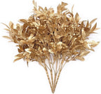 Fake Plants Golden Bouquet Christmas Ornaments, PASYOU Artificial Flowers Plastic Shrubs Grass Leaves Indoor Outdoor Home Garden Party Hotel Wedding Event Decorations Faux DIY Table Decor, Gold 4 Pack
