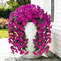 Artificial Flowers for Outdoors Fake Fuchsia Morning Glory Hanging Flower Decoration, 2Pcs Realistic Faux Plants Petunias Long Trailing Vines,Spring Decor for Porch Patio Balcony Planter Yard