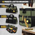UUP 18-Inch Large Tool Bag, 16-Pocket Portable Tool Box Organizer Storage, Heavy Duty Tactical Toolbag with Big Zipper, Travel Carry Toolbox, Father Day Dad Men Electrician Contractor Welding Gift