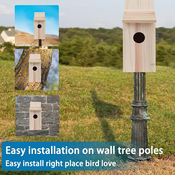 Bird House for Outside,Wooden Clearance Humming Bird Cedar Blue Bird Box House,Wren Cedar Finch House,DIY, 1Pack