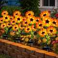 Solar Sunflower Lights Outdoor Garden Decor, 4 Pack Solar Flowers Lights with 18 Sunflowers, Waterproof Fall Decor Stake Decorative Light Auto ON/Off for Garden Yard Patio, Gift for Women